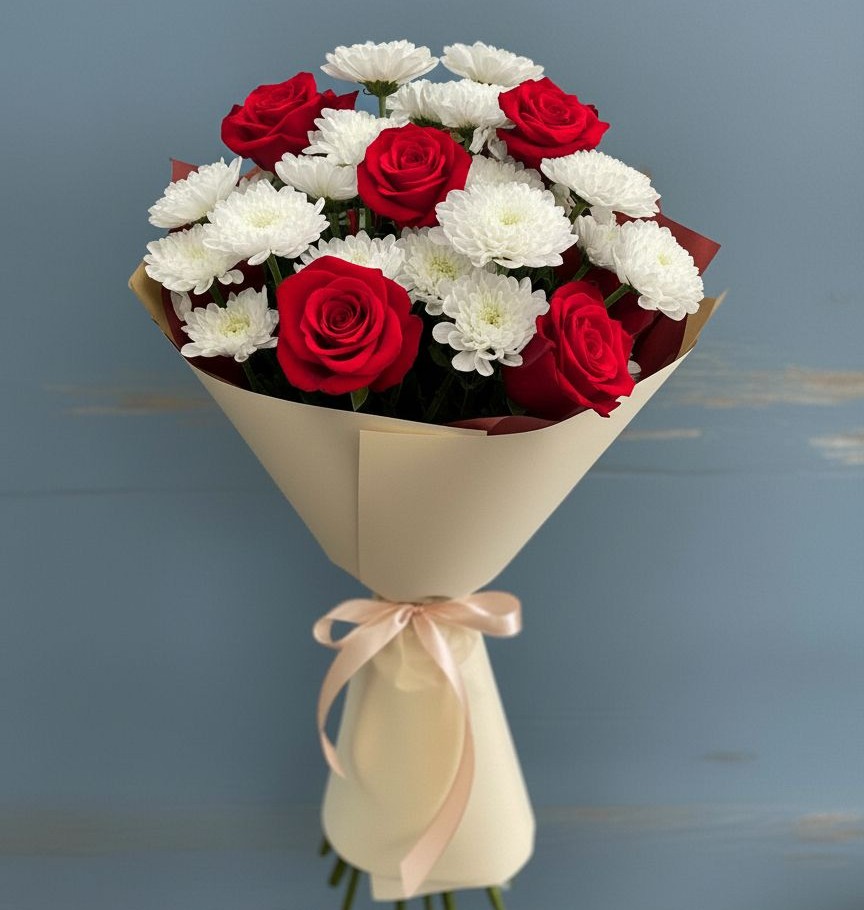 Букет цветов из: Розы и Хризантемы в Макарьеве