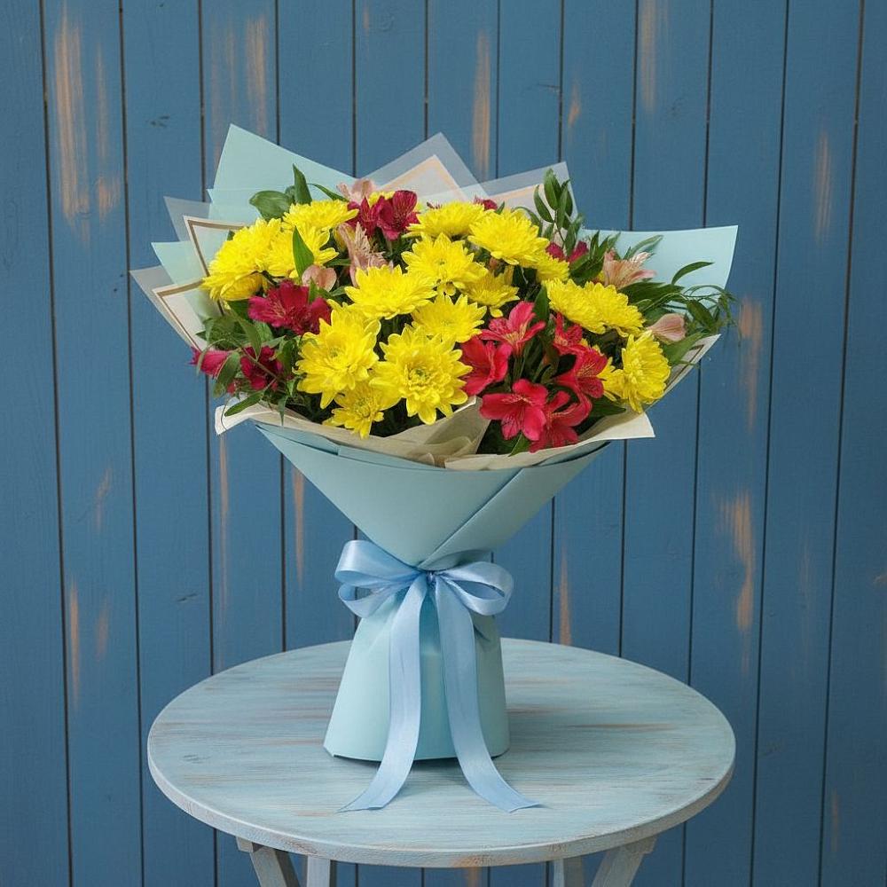 Букет цветов из: Альстромерии и Хризантемы в Макарьеве