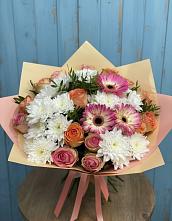 Букет цветов из:  Розы, Герберы и Хризантемы в Макарьеве