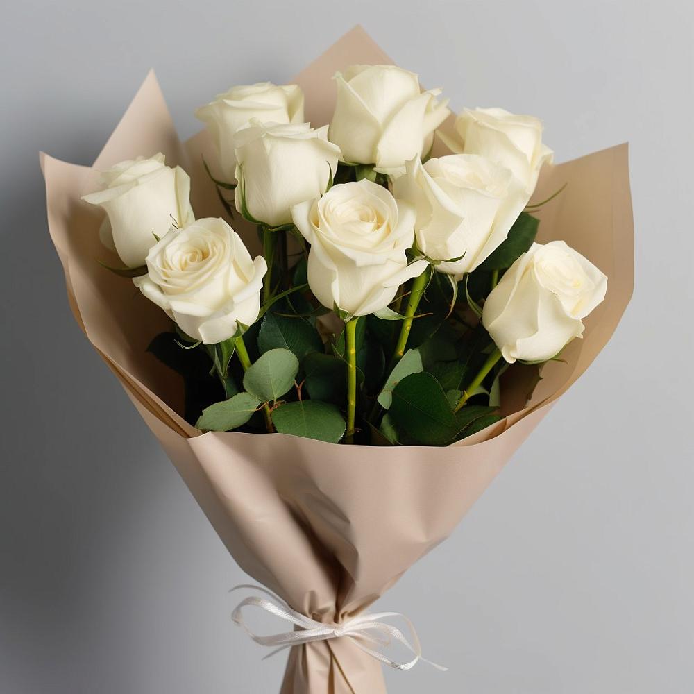 Букет 9 Белых роз Эдлесс Лав в Макарьеве