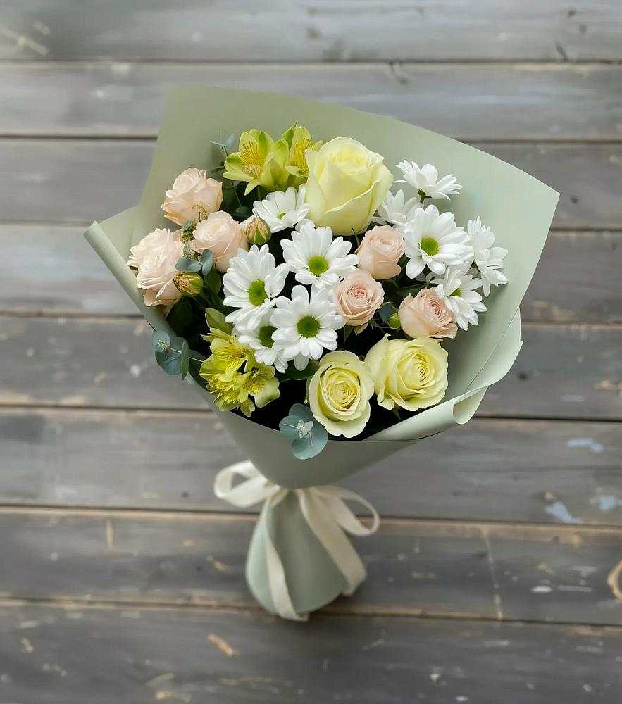 Букет цветов из: Альстромерии, Розы и Хризантемы в Макарьеве