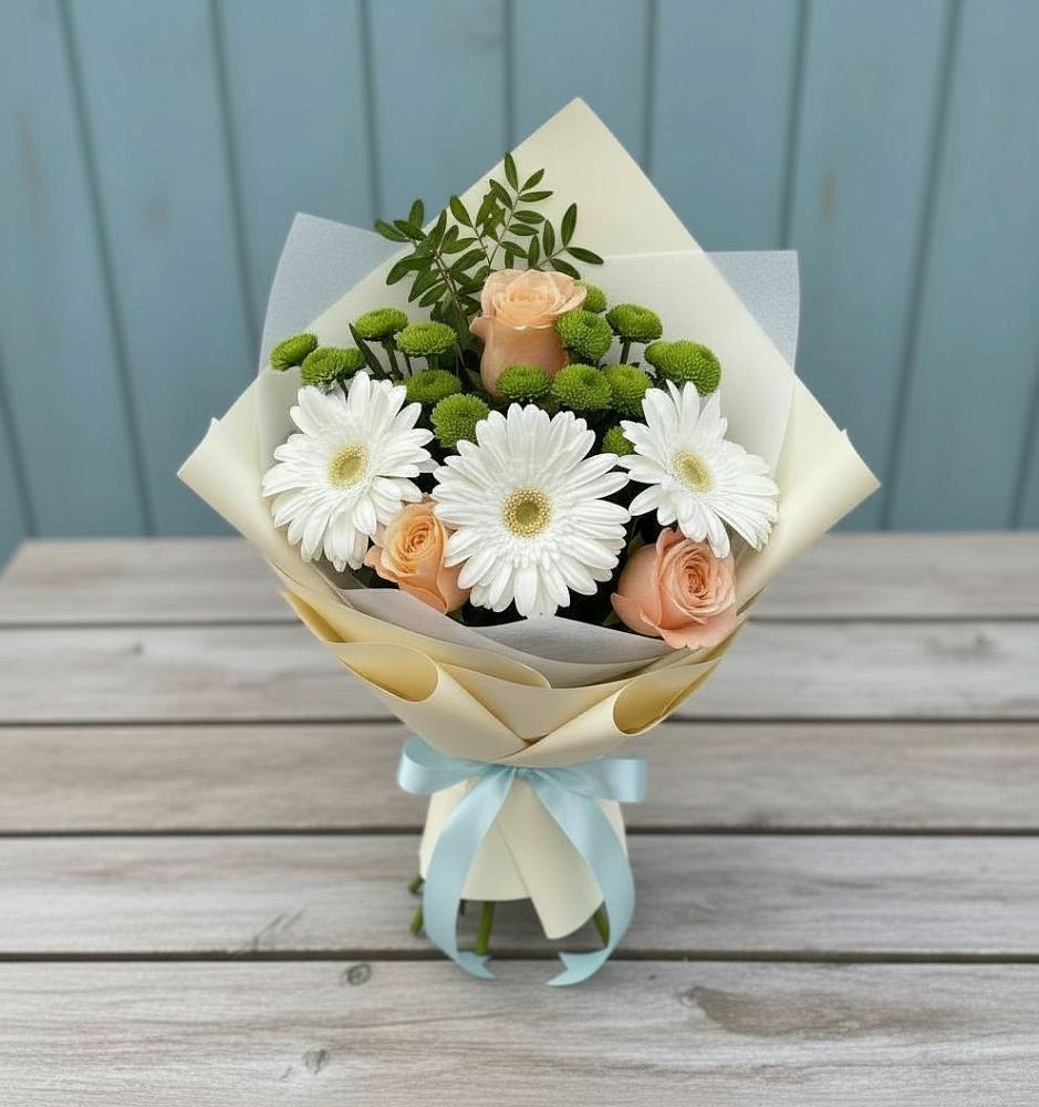 Букет цветов из: Герберы, Розы и Хризантемы в Макарьеве