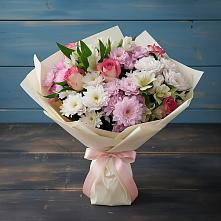 Букет цветов из:  Хризантемы, Альстромерии и Розы #REPLACE_PRED# Макарьеве