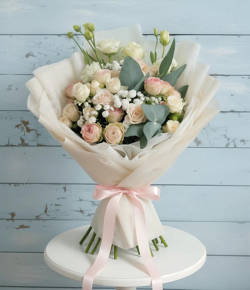 Букет цветов из: Розы и Лизиантусы в Макарьеве