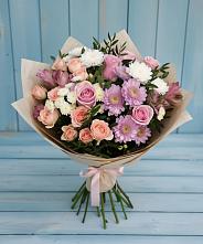 Букет цветов из:  Хризантемы, Розы и Альстромерии в Макарьеве