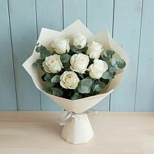 Букет Белые розы в Эвкалипте в Макарьеве